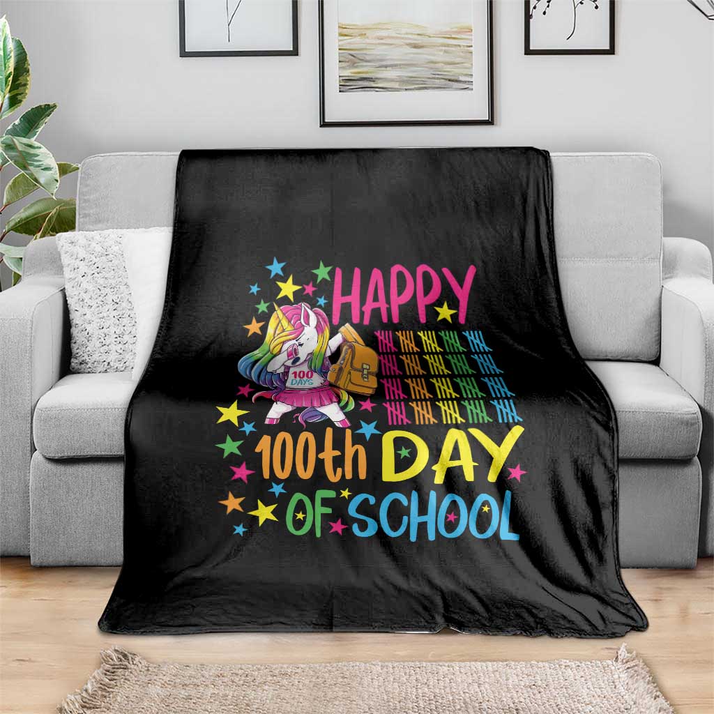 Happy 100th Day of School Unicorn Throw Blanket Magical Girls Celebration Gift