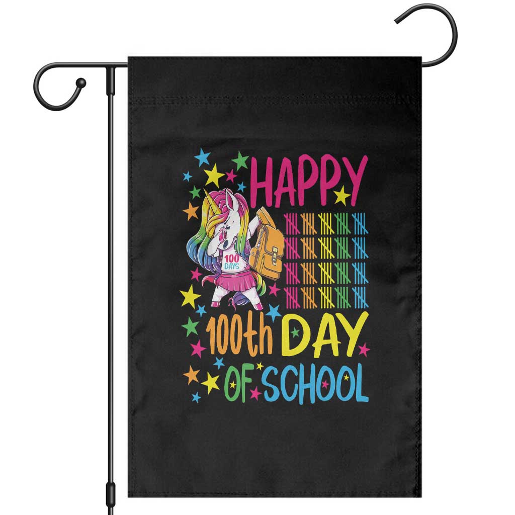 Happy 100th Day of School Unicorn Garden Flag Magical Girls Celebration Gift TS01 Black Print Your Wear