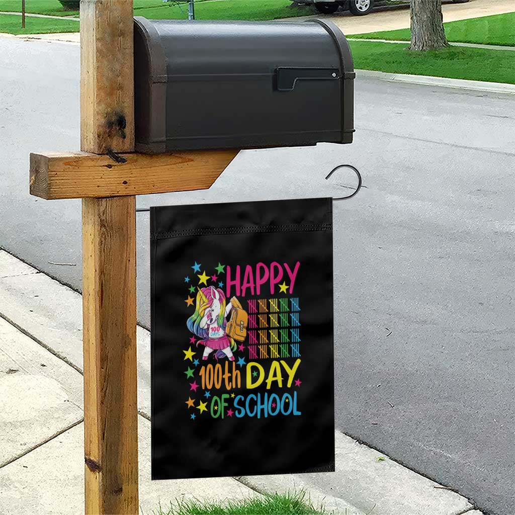 Happy 100th Day of School Unicorn Garden Flag Magical Girls Celebration Gift