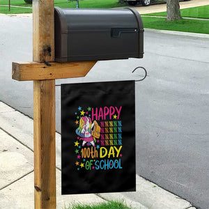 Happy 100th Day of School Unicorn Garden Flag Magical Girls Celebration Gift