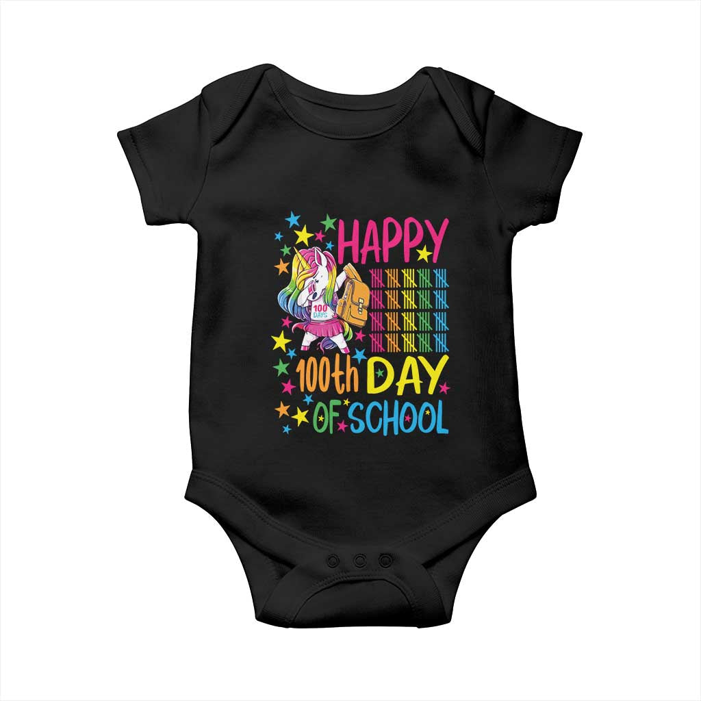Happy 100th Day of School Unicorn Baby Onesie Magical Girls Celebration Gift TS01 Black Print Your Wear