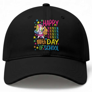 Happy 100th Day of School Unicorn Baseball Cap Magical Girls Celebration Gift