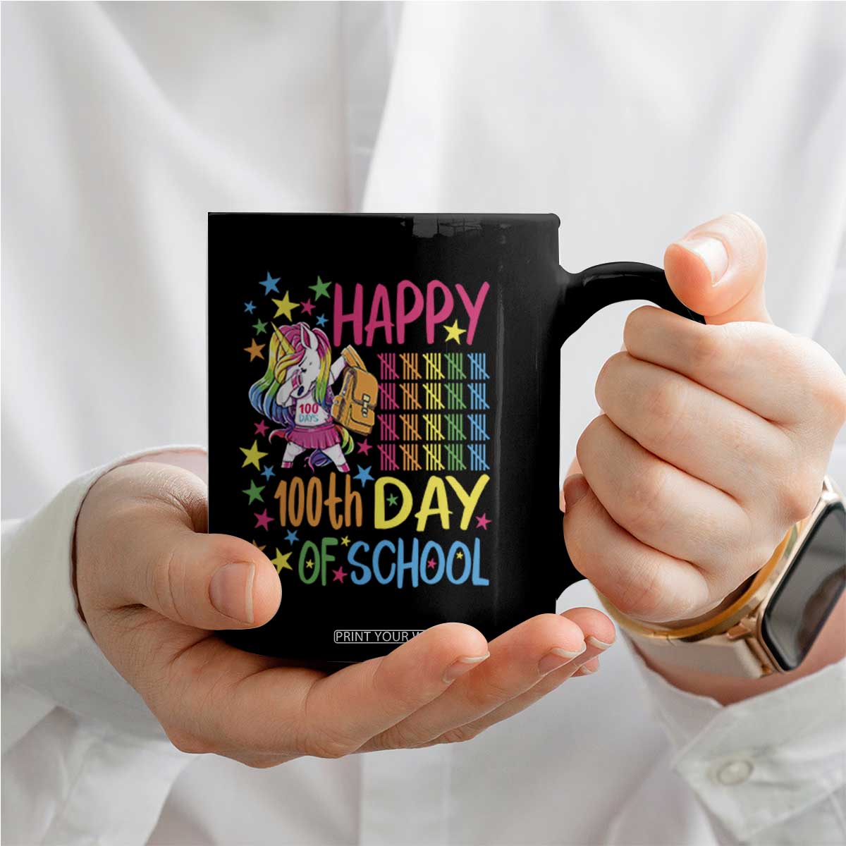 Happy 100th Day of School Unicorn Coffee Mug Magical Girls Celebration Gift