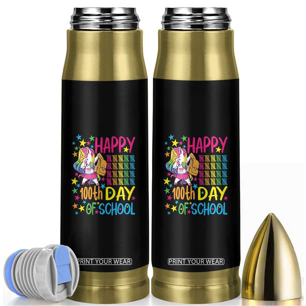 Happy 100th Day of School Unicorn Bullet Tumbler Magical Girls Celebration Gift TS01 Black Print Your Wear