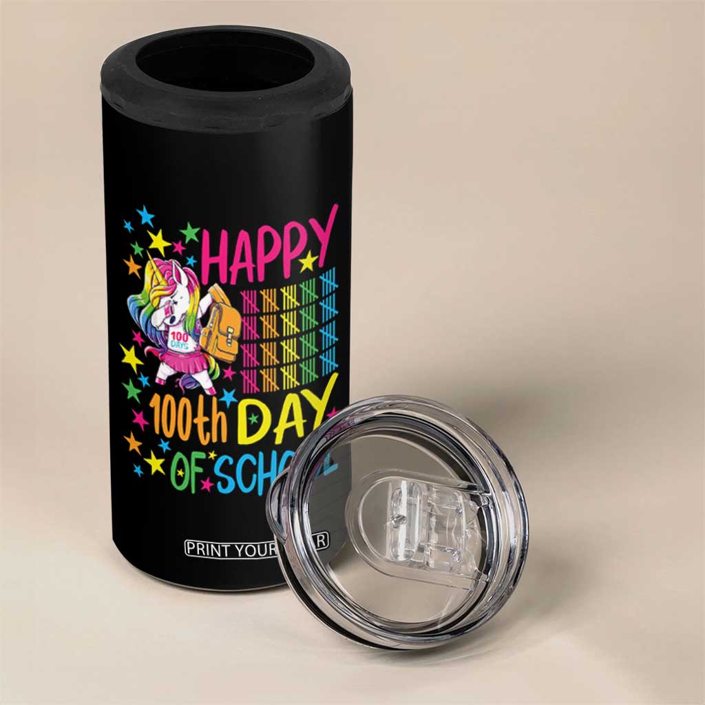 Happy 100th Day of School Unicorn 4 in 1 Can Cooler Tumbler Magical Girls Celebration Gift