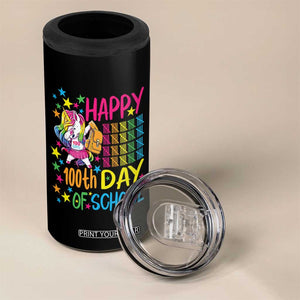 Happy 100th Day of School Unicorn 4 in 1 Can Cooler Tumbler Magical Girls Celebration Gift