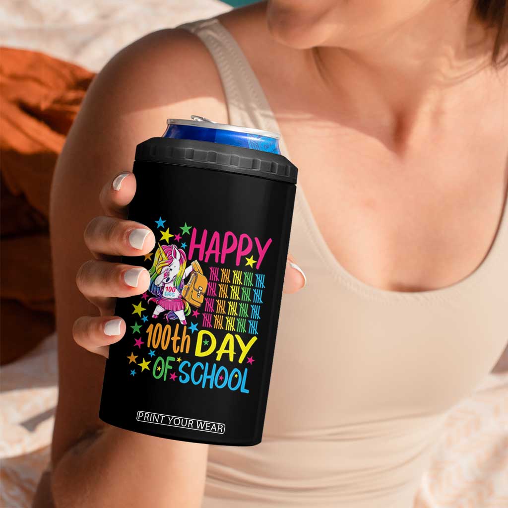 Happy 100th Day of School Unicorn 4 in 1 Can Cooler Tumbler Magical Girls Celebration Gift