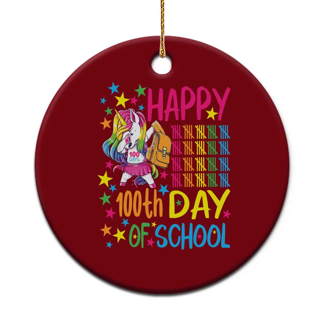 Happy 100th Day of School Unicorn Ceramic Ornament Magical Girls Celebration Gift