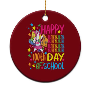 Happy 100th Day of School Unicorn Ceramic Ornament Magical Girls Celebration Gift