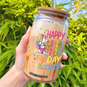 Happy 100th Day of School Unicorn Glass Can Magical Girls Celebration Gift