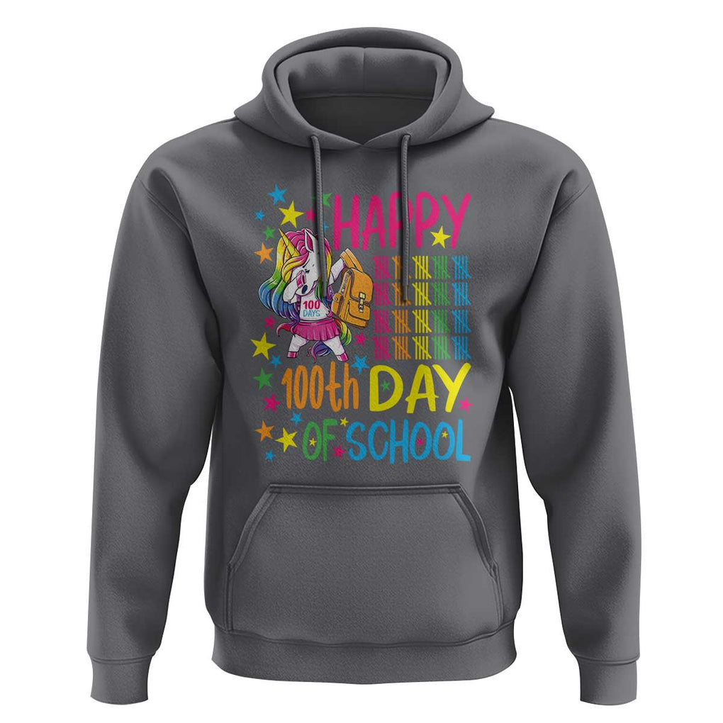 Happy 100th Day of School Unicorn Hoodie Celebration Design TS01 Charcoal Print Your Wear