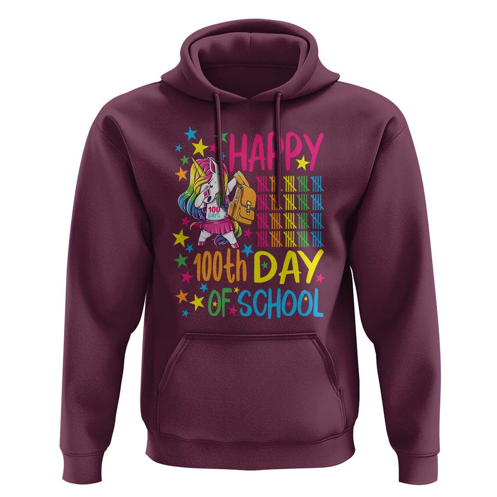 Happy 100th Day of School Unicorn Hoodie Celebration Design TS01 Maroon Print Your Wear