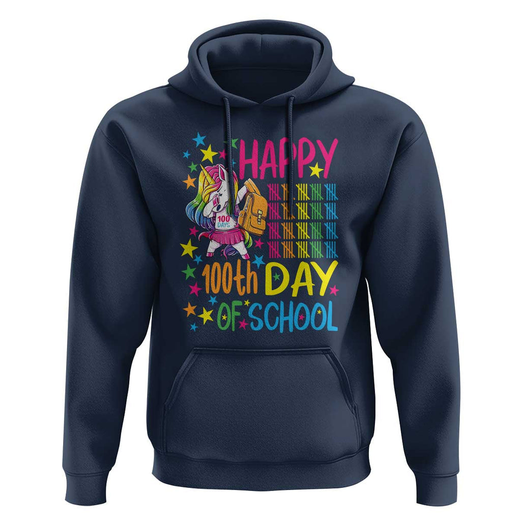 Happy 100th Day of School Unicorn Hoodie Celebration Design TS01 Navy Print Your Wear
