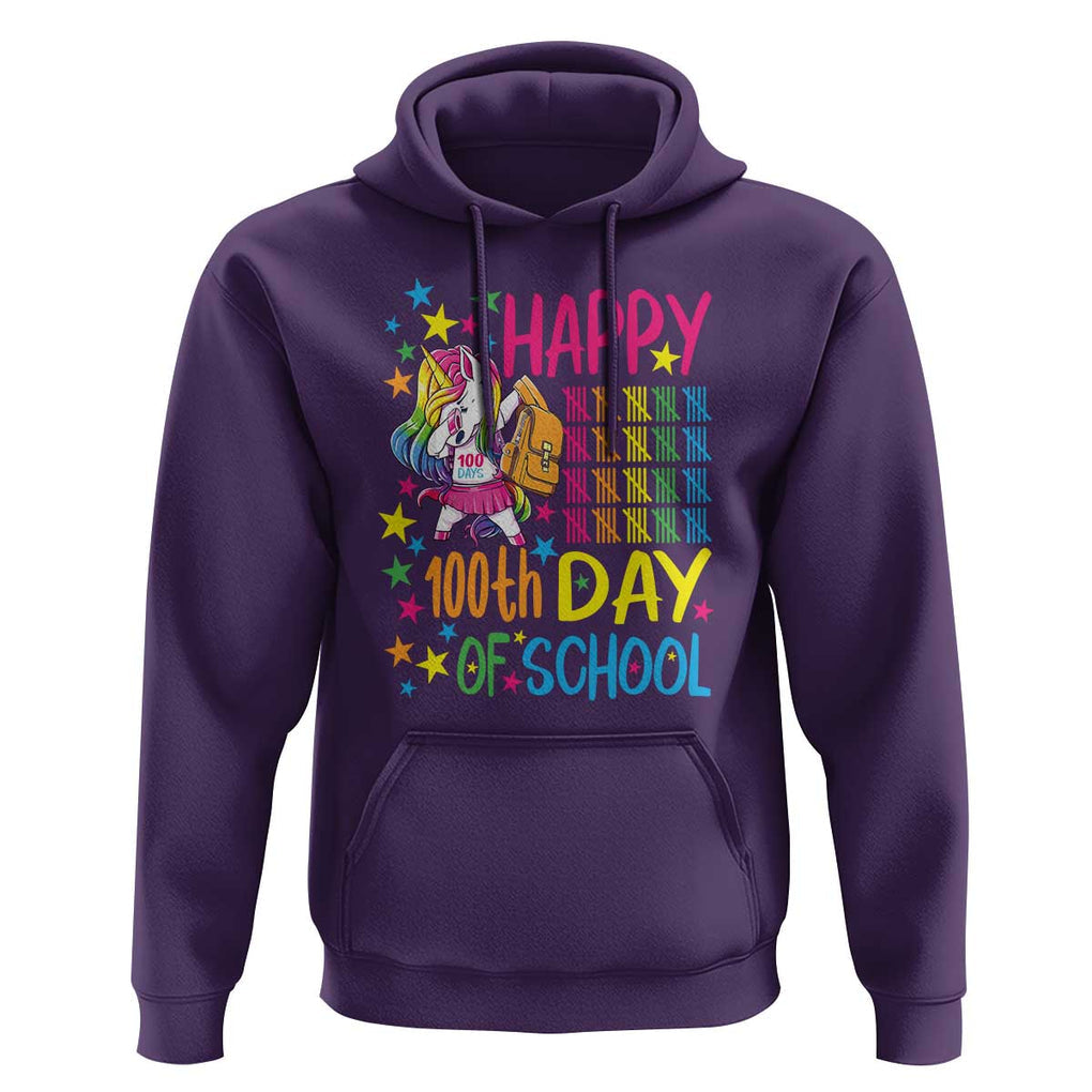 Happy 100th Day of School Unicorn Hoodie Celebration Design TS01 Purple Print Your Wear