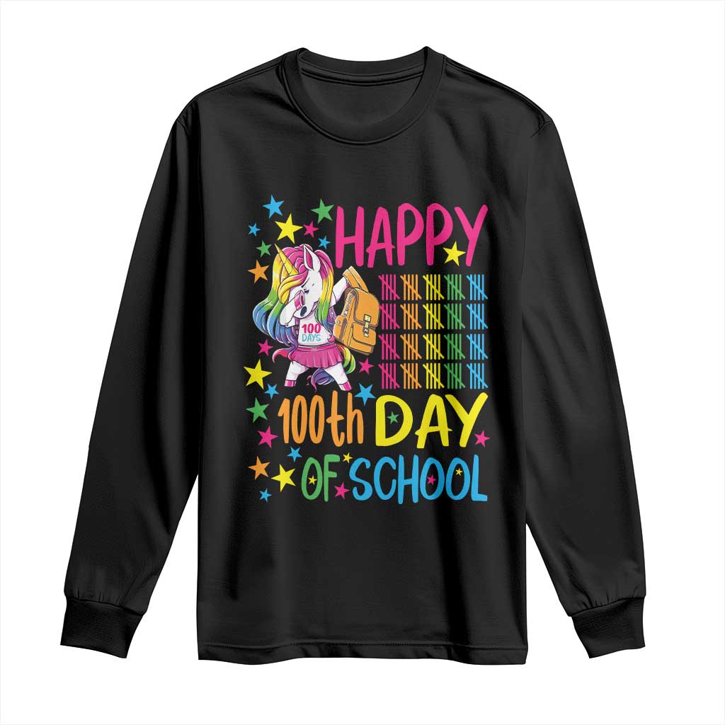 Happy 100th Day of School Unicorn Long Sleeve Shirt Magical Girls Celebration Gift