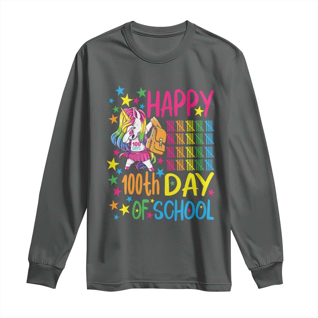 Happy 100th Day of School Unicorn Long Sleeve Shirt Magical Girls Celebration Gift