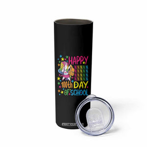 Happy 100th Day of School Unicorn Skinny Tumbler Magical Girls Celebration Gift