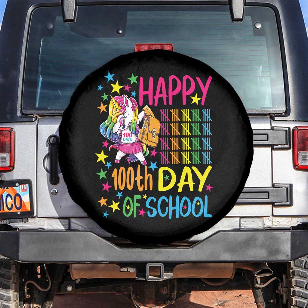 Happy 100th Day of School Unicorn Spare Tire Cover Magical Girls Celebration Gift