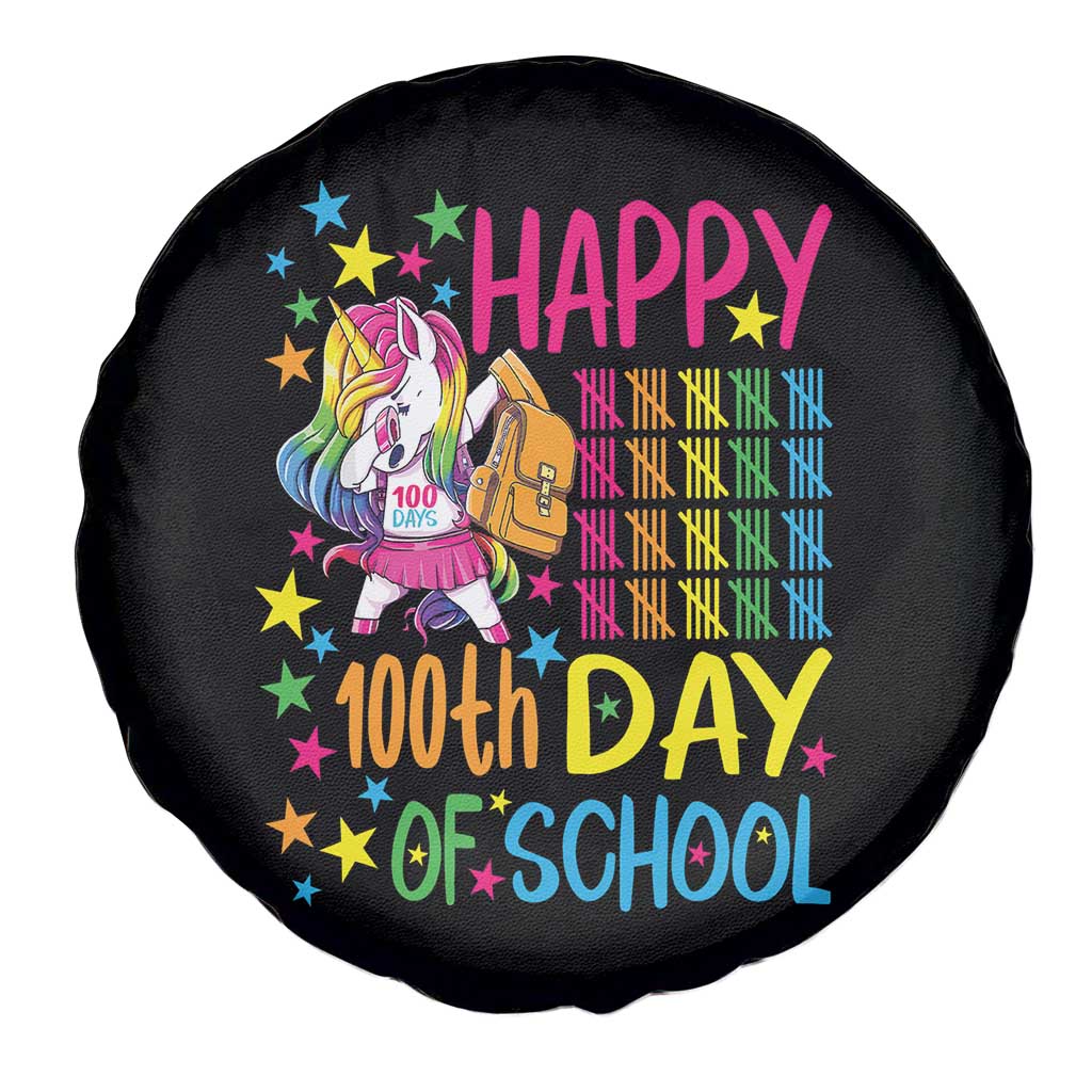 Happy 100th Day of School Unicorn Spare Tire Cover Magical Girls Celebration Gift