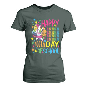 Happy 100th Day of School Unicorn T Shirt For Women Magical Girls Celebration Gift
