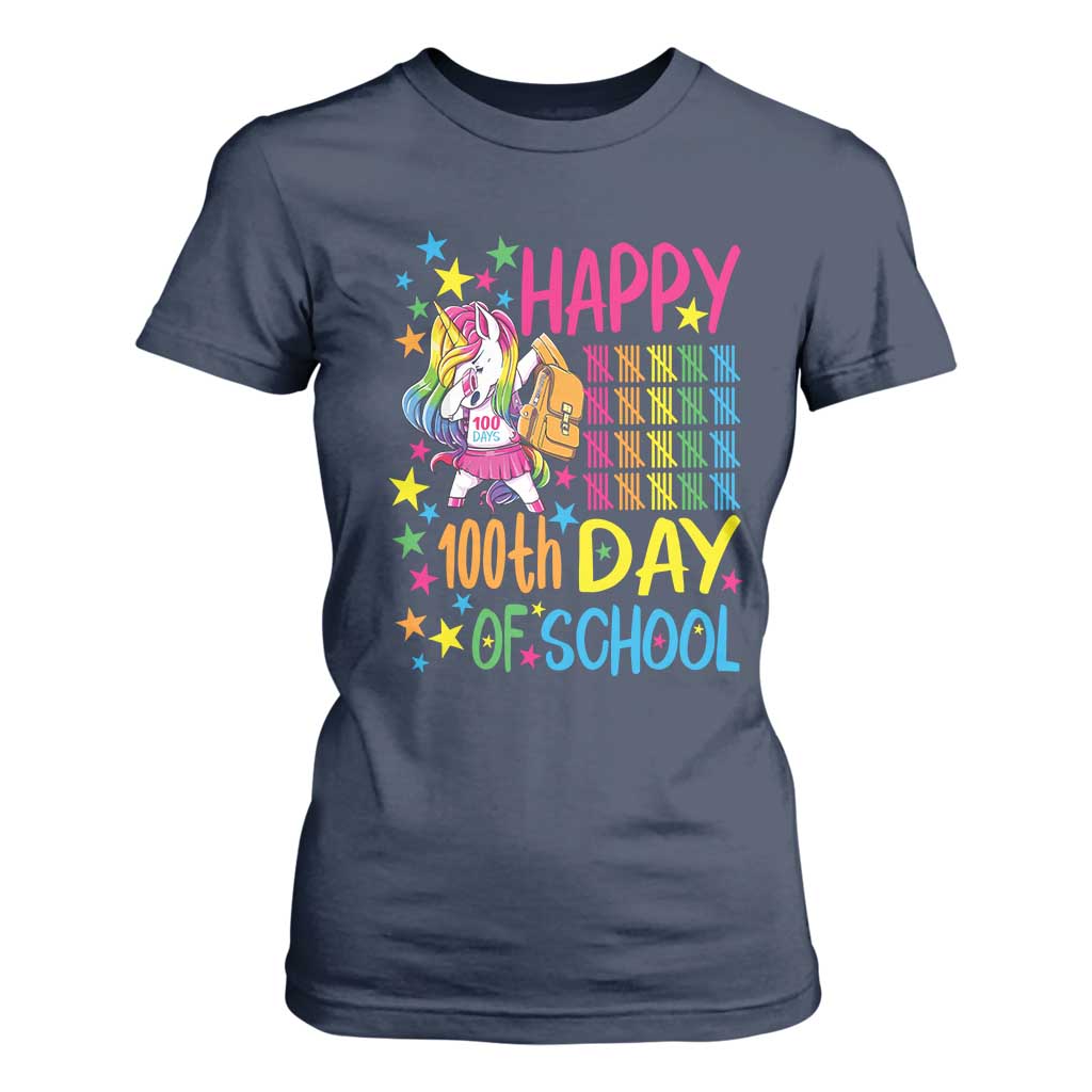 Happy 100th Day of School Unicorn T Shirt For Women Magical Girls Celebration Gift
