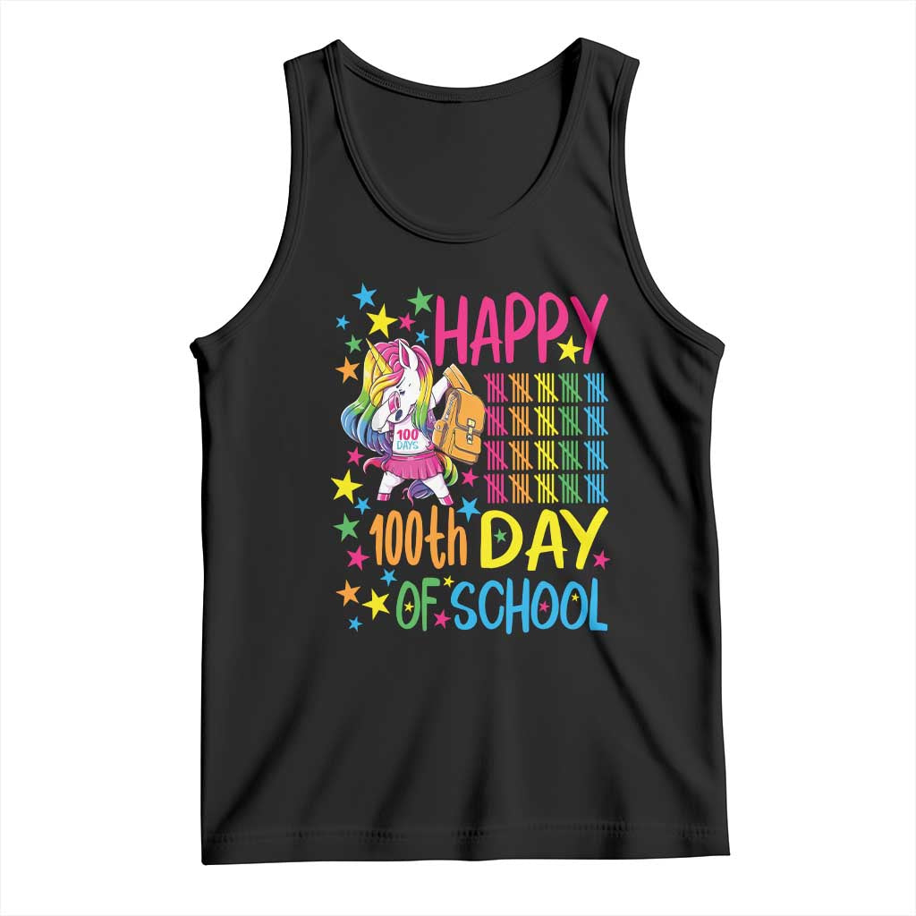 Happy 100th Day of School Unicorn Tank Top Magical Girls Celebration Gift TS01 Black Print Your Wear