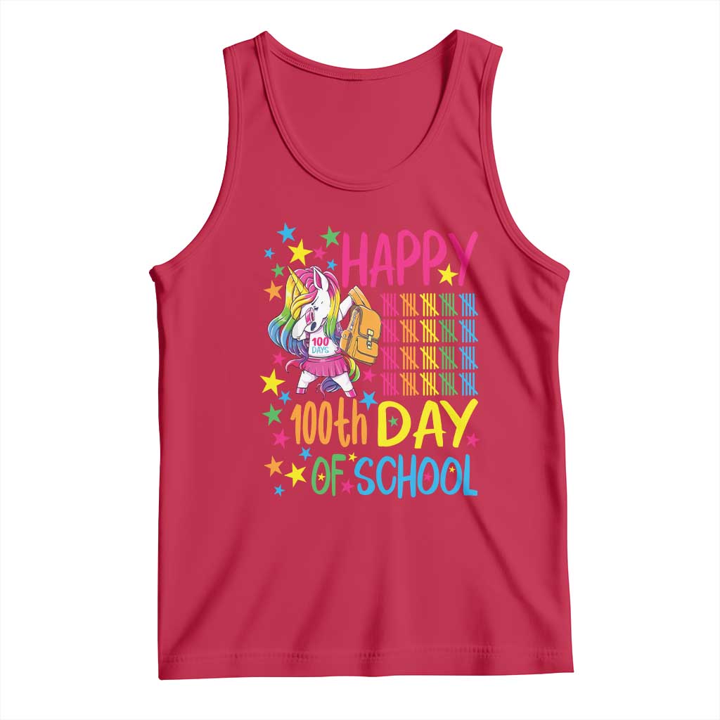 Happy 100th Day of School Unicorn Tank Top Magical Girls Celebration Gift