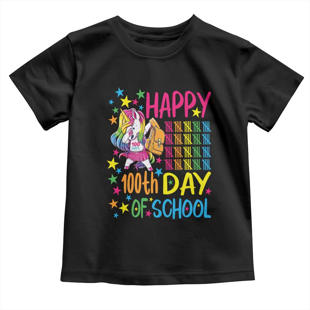 Happy 100th Day of School Unicorn Toddler T Shirt Magical Girls Celebration Gift