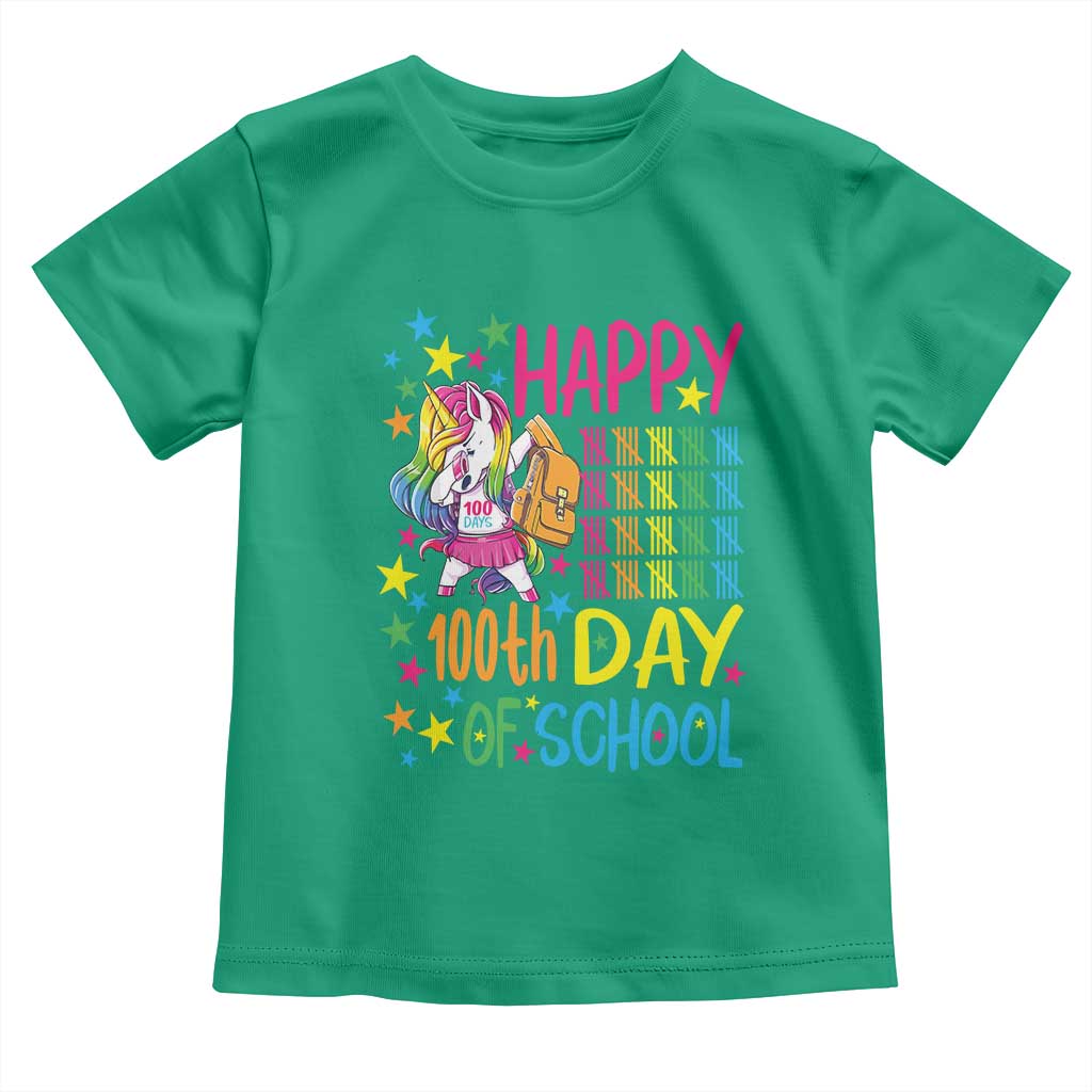 Happy 100th Day of School Unicorn Toddler T Shirt Magical Girls Celebration Gift