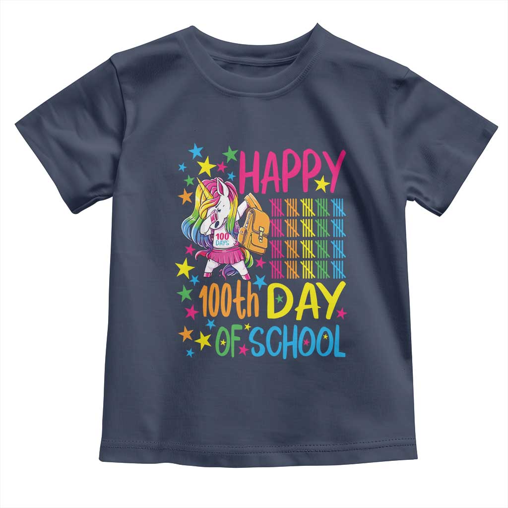 Happy 100th Day of School Unicorn Toddler T Shirt Magical Girls Celebration Gift