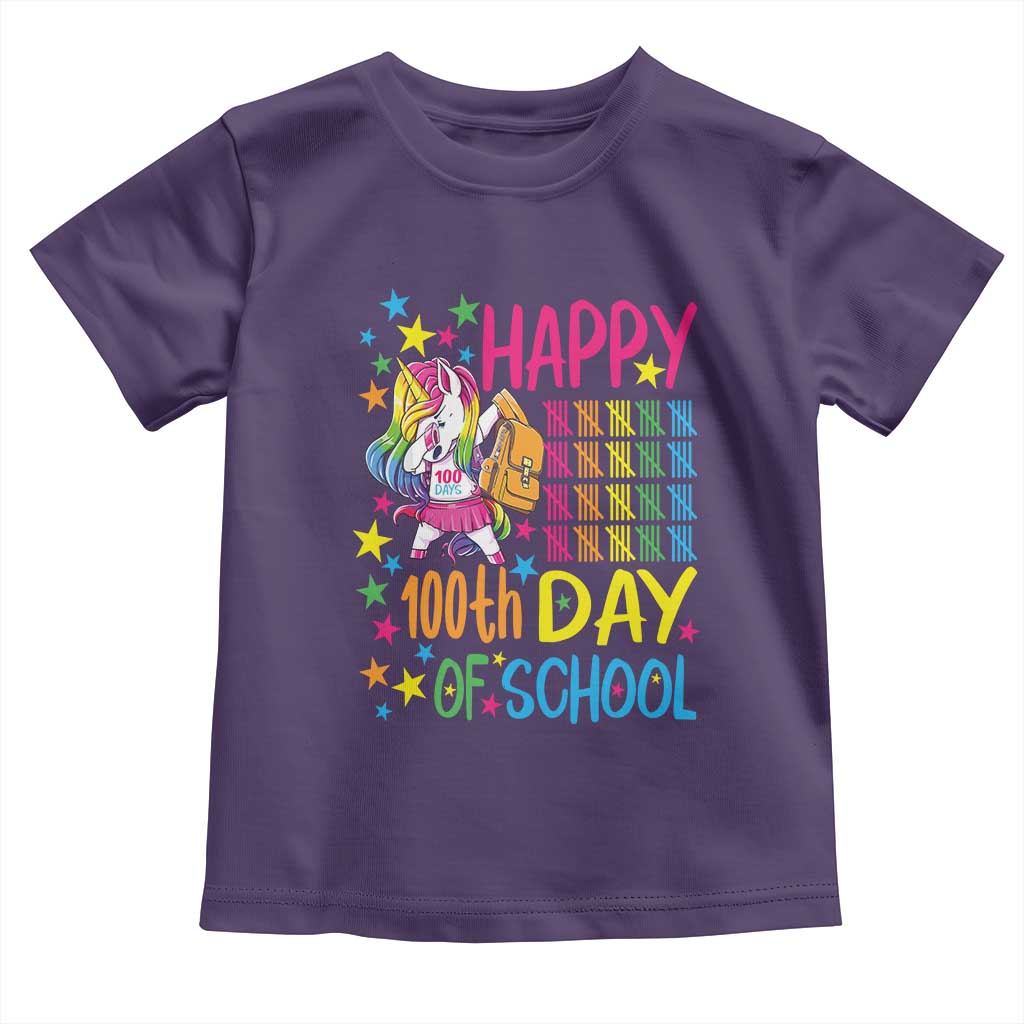 Happy 100th Day of School Unicorn Toddler T Shirt Magical Girls Celebration Gift