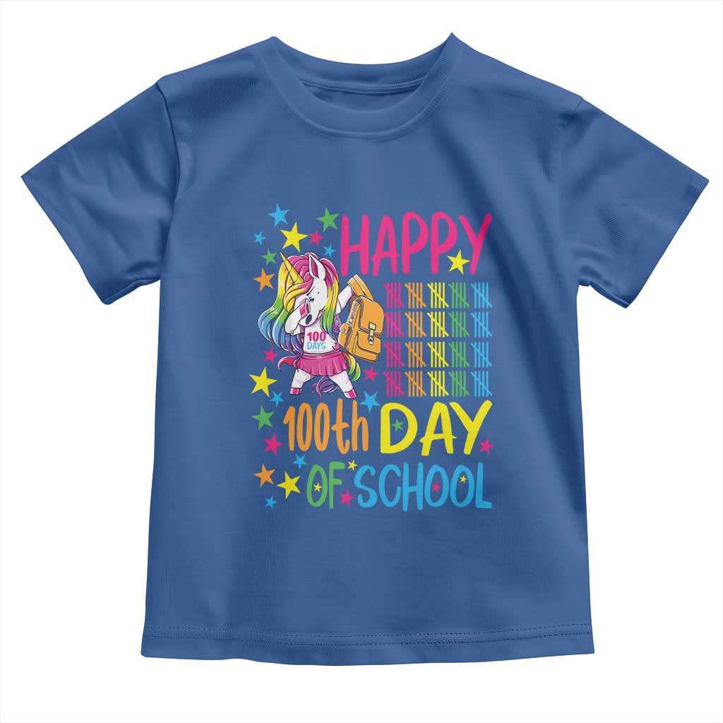 Happy 100th Day of School Unicorn Toddler T Shirt Magical Girls Celebration Gift