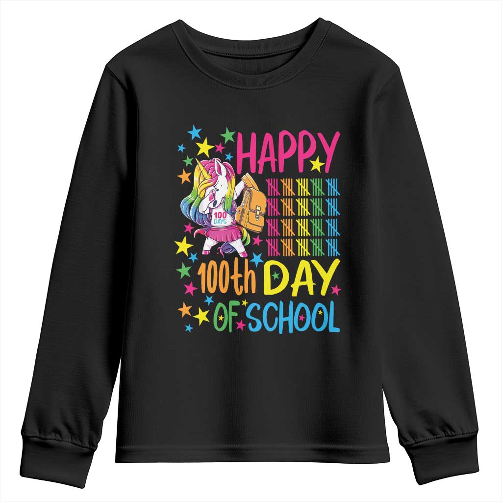 Happy 100th Day of School Unicorn Youth Sweatshirt Magical Girls Celebration Gift TS01 Black Print Your Wear