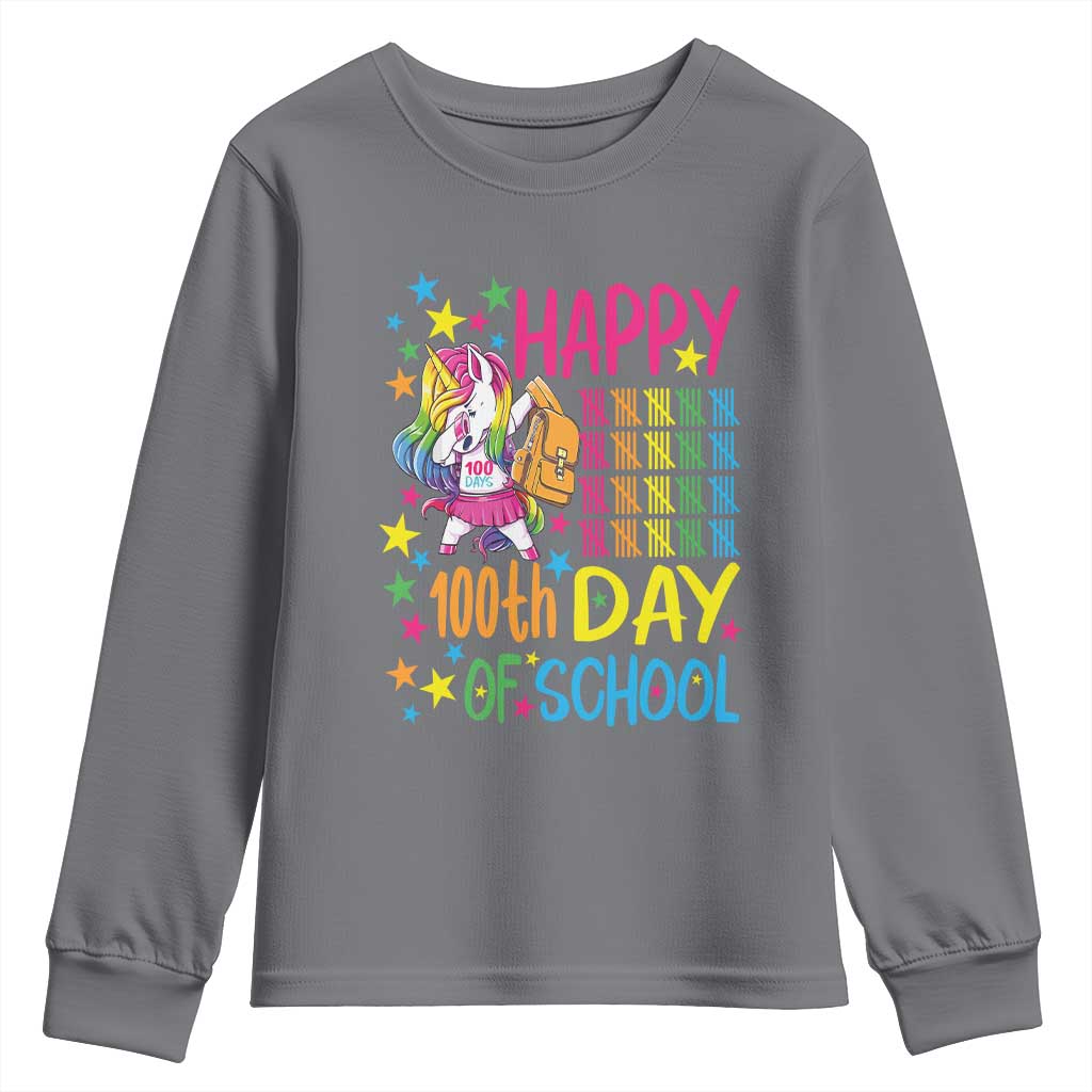 Happy 100th Day of School Unicorn Youth Sweatshirt Magical Girls Celebration Gift