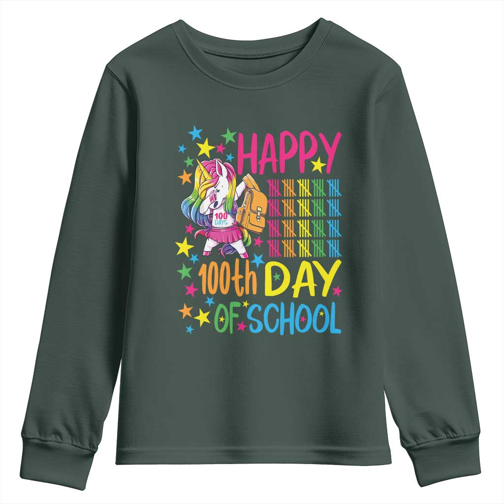 Happy 100th Day of School Unicorn Youth Sweatshirt Magical Girls Celebration Gift
