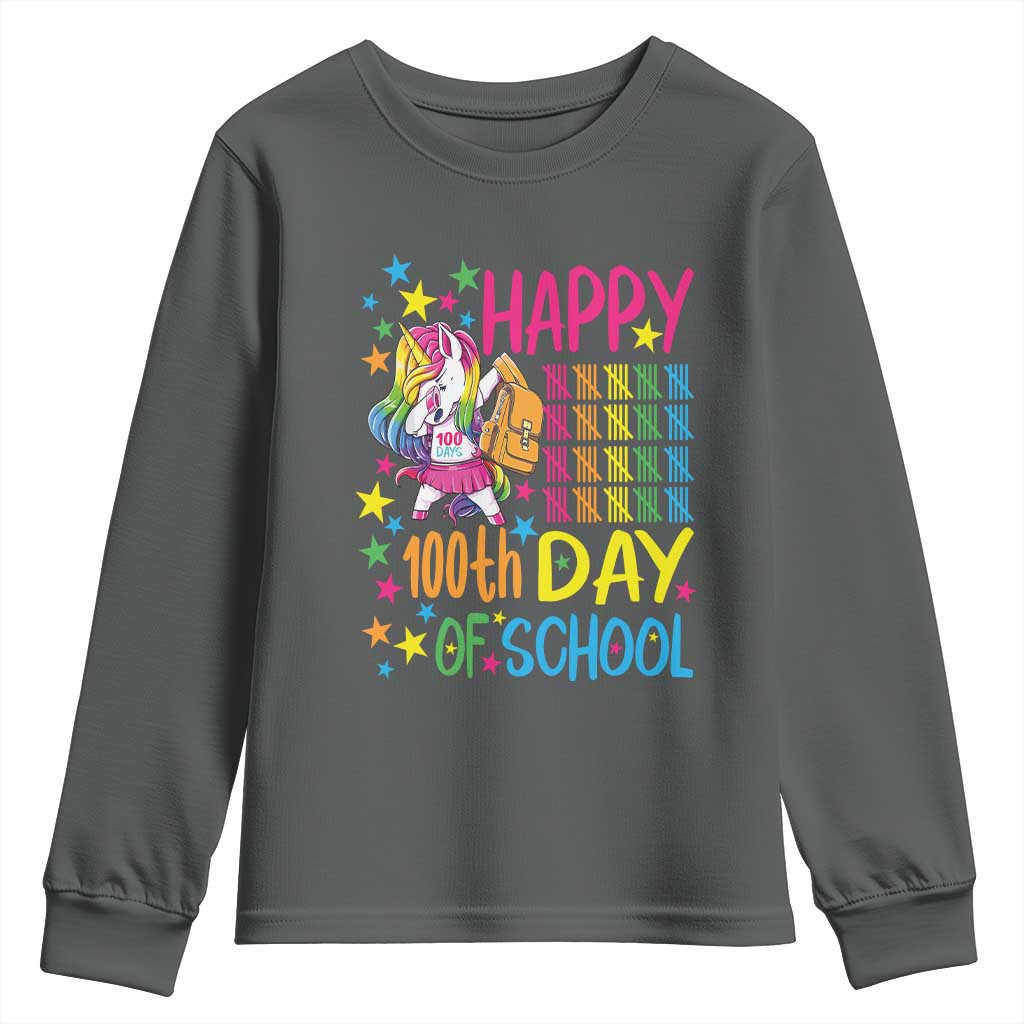 Happy 100th Day of School Unicorn Youth Sweatshirt Magical Girls Celebration Gift