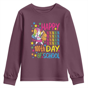 Happy 100th Day of School Unicorn Youth Sweatshirt Magical Girls Celebration Gift