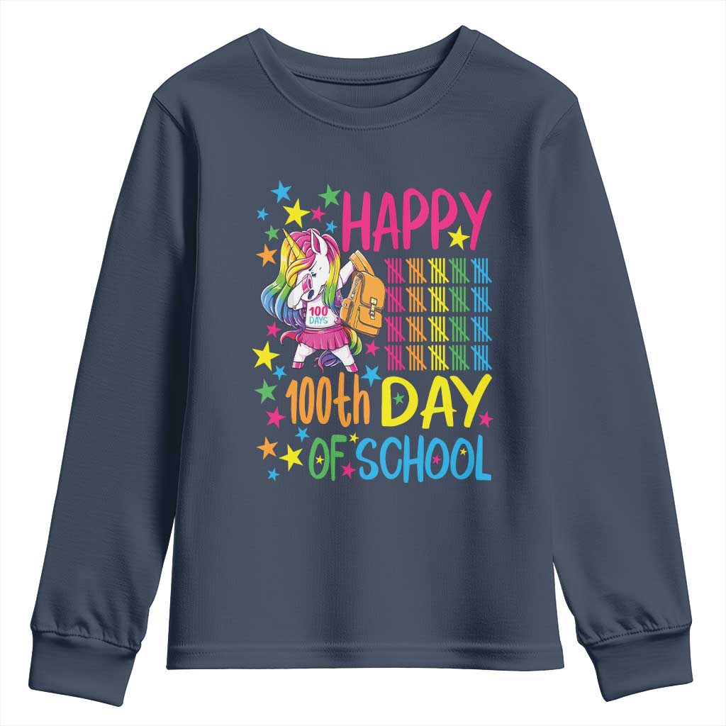 Happy 100th Day of School Unicorn Youth Sweatshirt Magical Girls Celebration Gift