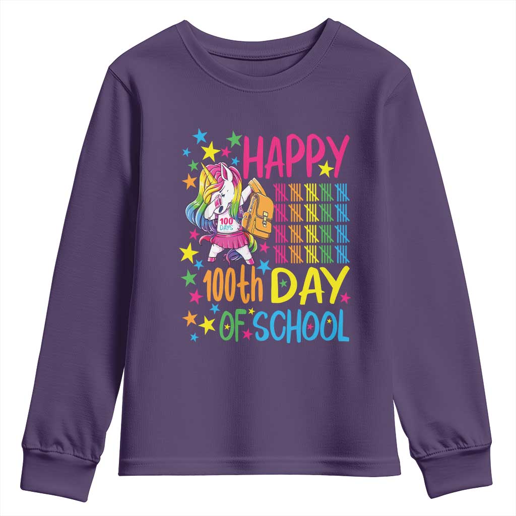 Happy 100th Day of School Unicorn Youth Sweatshirt Magical Girls Celebration Gift