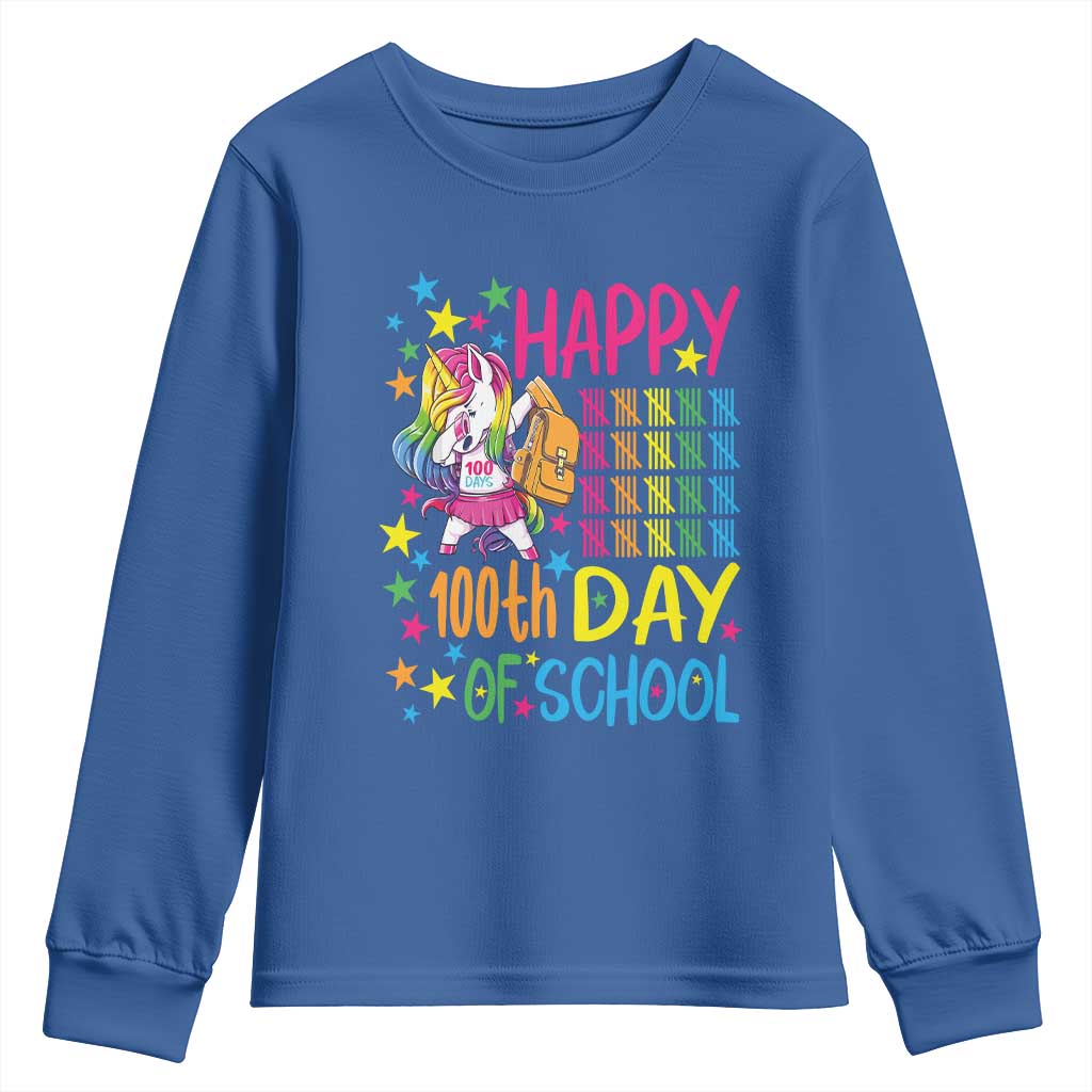 Happy 100th Day of School Unicorn Youth Sweatshirt Magical Girls Celebration Gift