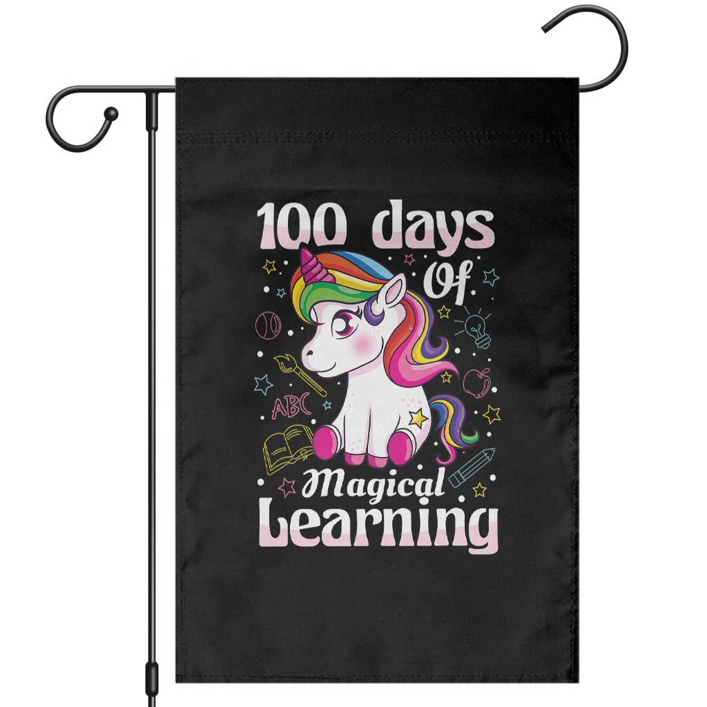 Magical Unicorn 100th Day of School Garden Flag Cute Girls Celebration Gift TS01 Black Print Your Wear