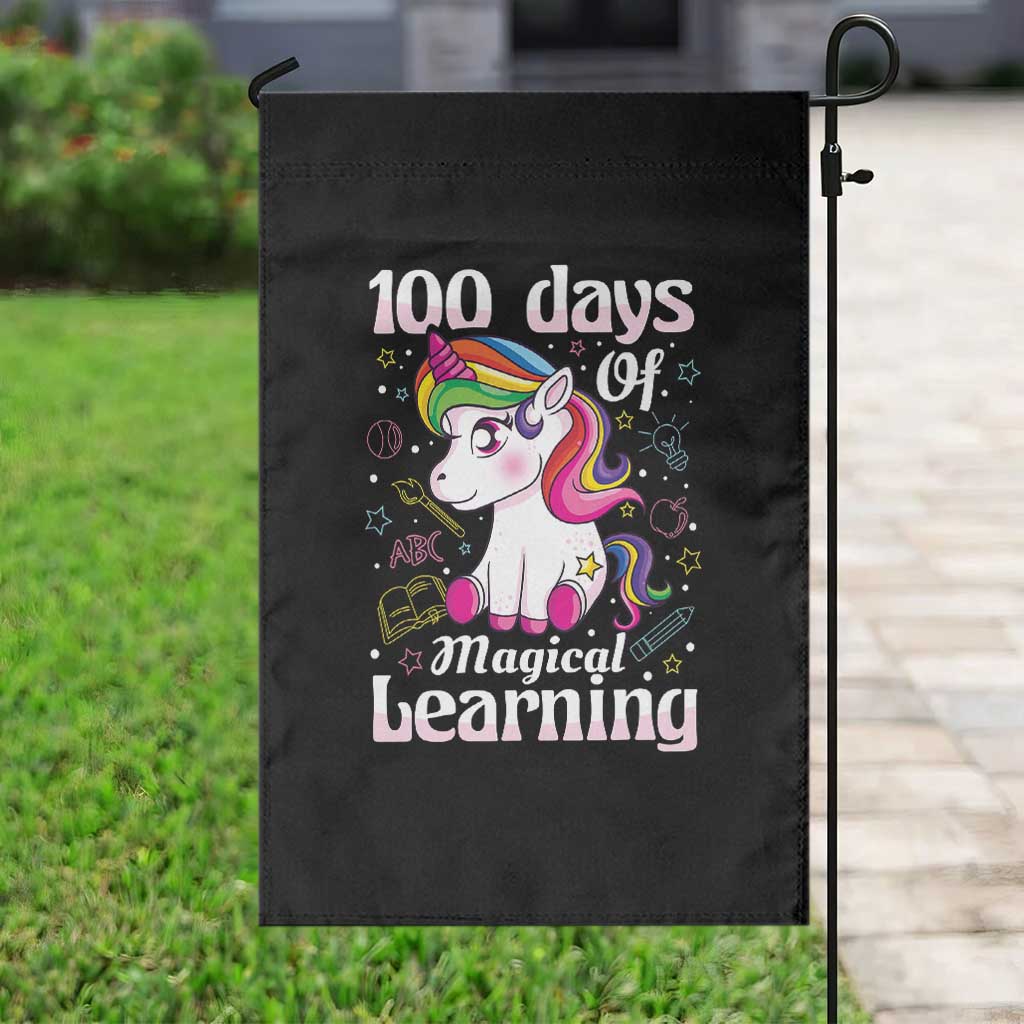 Magical Unicorn 100th Day of School Garden Flag Cute Girls Celebration Gift