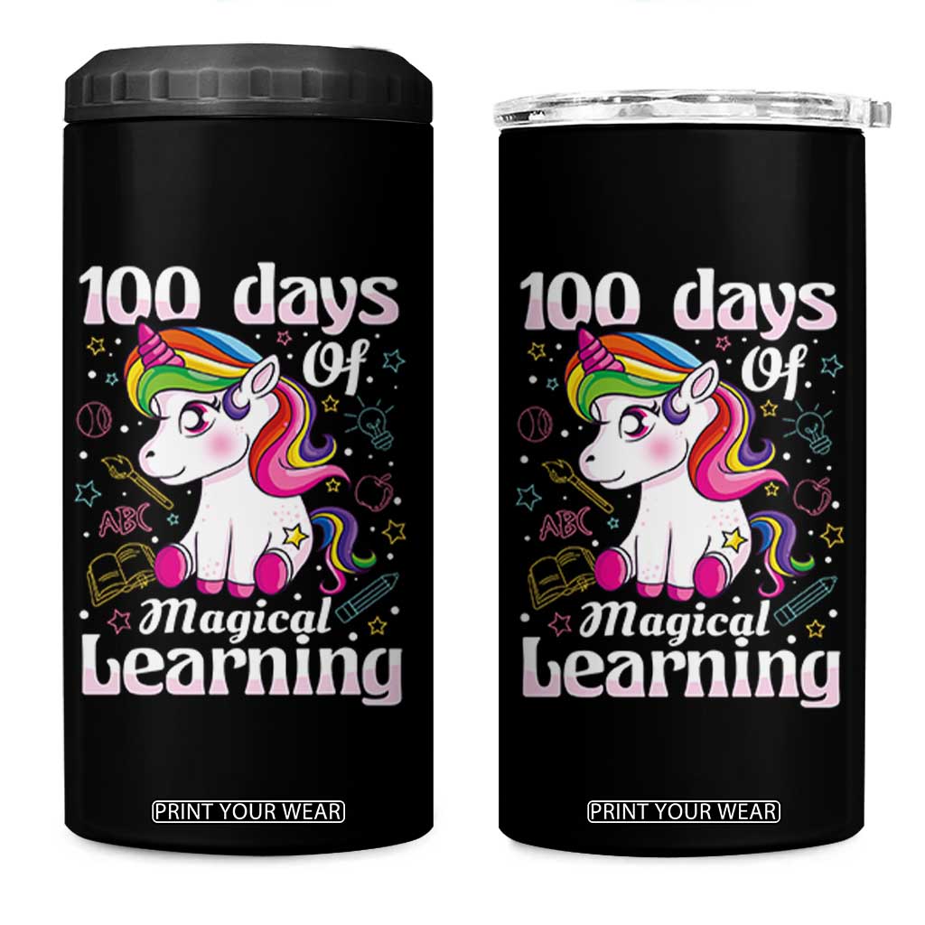 Magical Unicorn 100th Day of School 4 in 1 Can Cooler Tumbler Cute Girls Celebration Gift