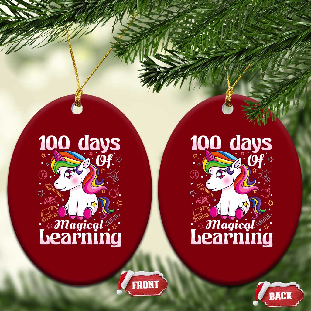 Magical Unicorn 100th Day of School Ceramic Ornament Cute Girls Celebration Gift