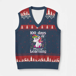 Magical Unicorn 100th Day of School V-Neck Knit Sweater Vest Cute Girls Celebration Gift