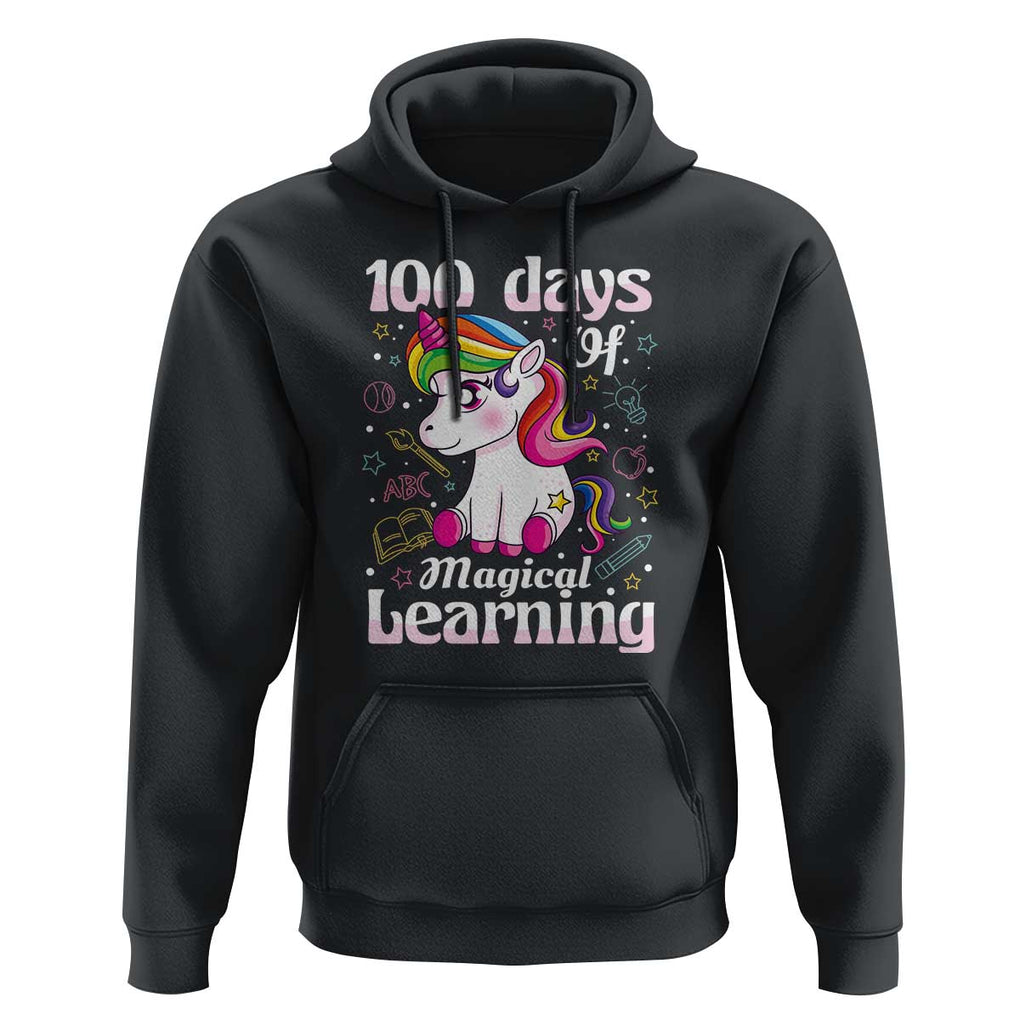 100th Day of School Unicorn Hoodie Girls 100 Days Celebration TS01 Black Print Your Wear