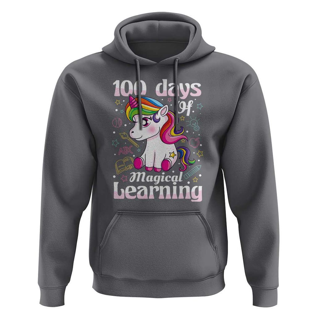 100th Day of School Unicorn Hoodie Girls 100 Days Celebration TS01 Charcoal Print Your Wear