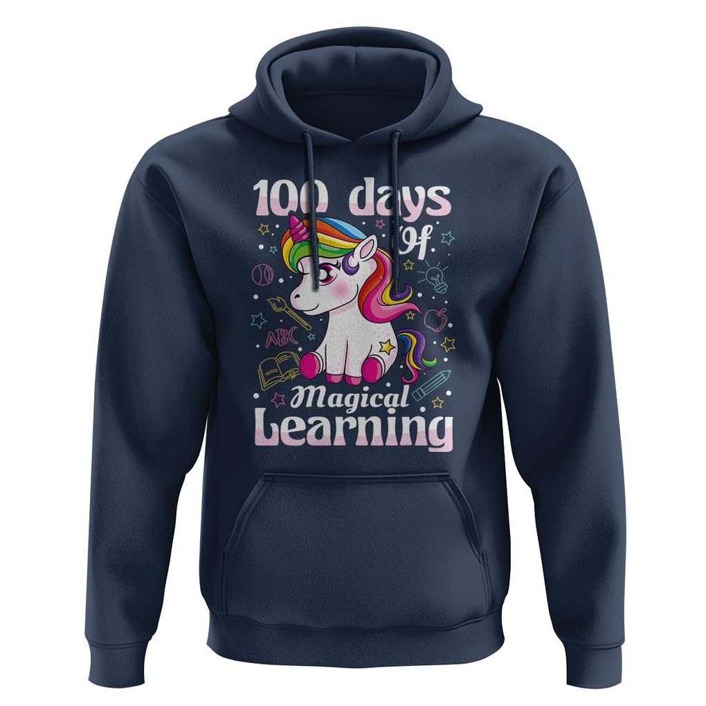 100th Day of School Unicorn Hoodie Girls 100 Days Celebration TS01 Navy Print Your Wear