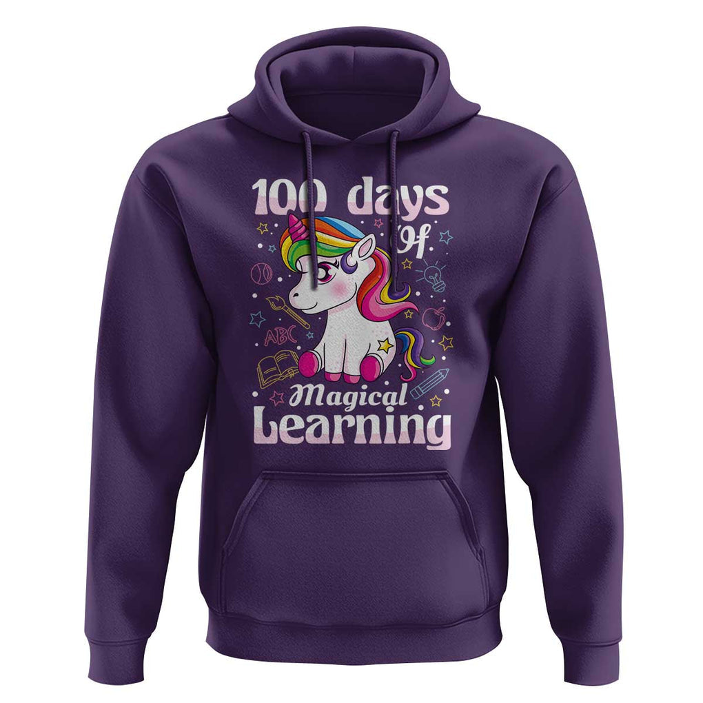 100th Day of School Unicorn Hoodie Girls 100 Days Celebration TS01 Purple Print Your Wear