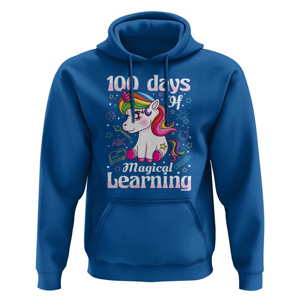 100th Day of School Unicorn Hoodie Girls 100 Days Celebration TS01 Royal Blue Print Your Wear